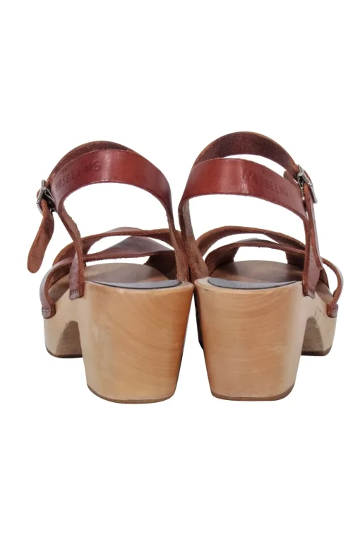 Swedish Hasbeens - Brown Leather Strappy Heeled Sandal Sz 9