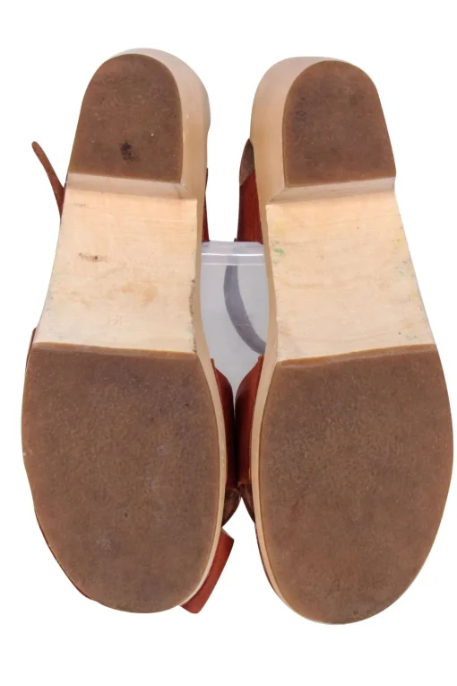 Swedish Hasbeens - Brown Leather Strappy Heeled Sandal Sz 9