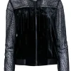 T Tahari - Black Velvet Bomber Jacket W/ Metal Fringe Sz S