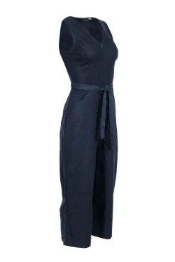 T Tahari - Dark Navy Sleeveless Zipper Front Jumpsuit Sz 4