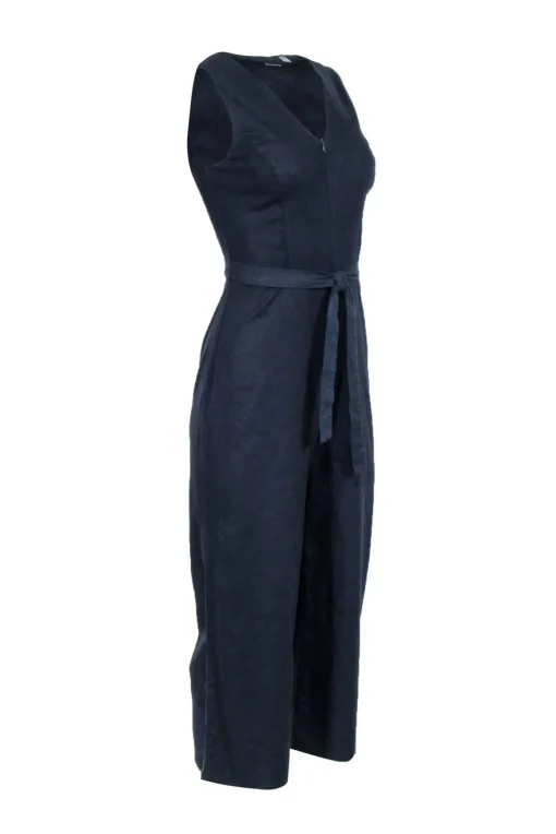 T Tahari - Dark Navy Sleeveless Zipper Front Jumpsuit Sz 4