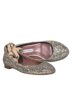 Tabitha Simmons - Gold Sequin Anklewrap Ballet Flats Sz 8.5