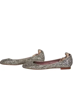 Tabitha Simmons - Gold Sequin Anklewrap Ballet Flats Sz 8.5