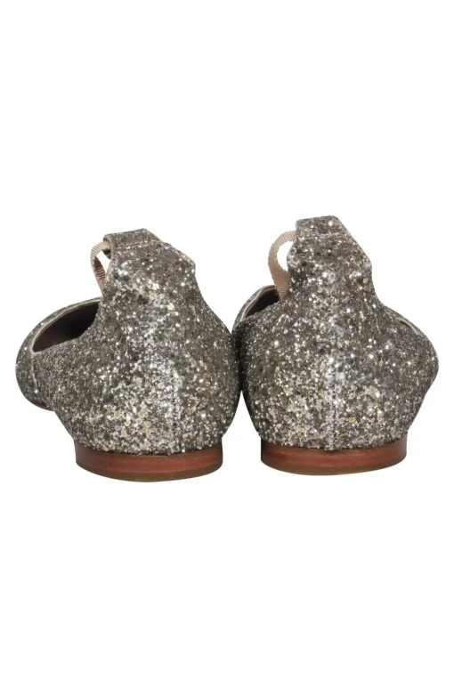 Tabitha Simmons - Gold Sequin Anklewrap Ballet Flats Sz 8.5