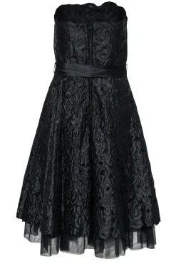 Tadashi - Black Textured Strapless A-Line Dress w/ Tie Belt Sz 4