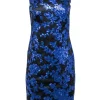Tadashi Shoji - Blue Sequin & Black Lace Dress Sz 4