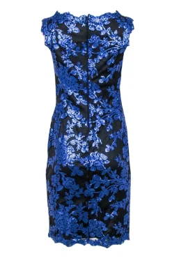 Tadashi Shoji - Blue Sequin & Black Lace Dress Sz 4