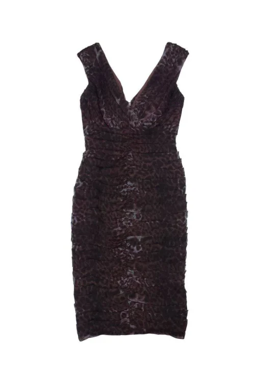 Tadashi Shoji - Multicolor Leopard Print Silk Sleeveless Dress Sz 4