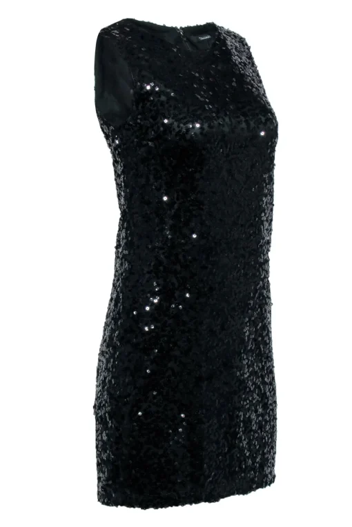 Tahari - Black Sequin Sleeveless Mini Dress Sz 2