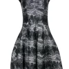 Talbot Runhof - Black & Silver Crackled Metallic Dress Sz 4