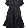 Tanya Taylor - Black Cotton Blend Babydoll Dress w/ Ruffled Trim Sz S