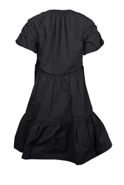 Tanya Taylor - Black Cotton Blend Babydoll Dress w/ Ruffled Trim Sz S