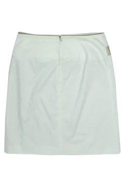 Tara Jarmon - Light Mint Cotton Pleated A-Line Skirt w/ Satin Bow Sz 2