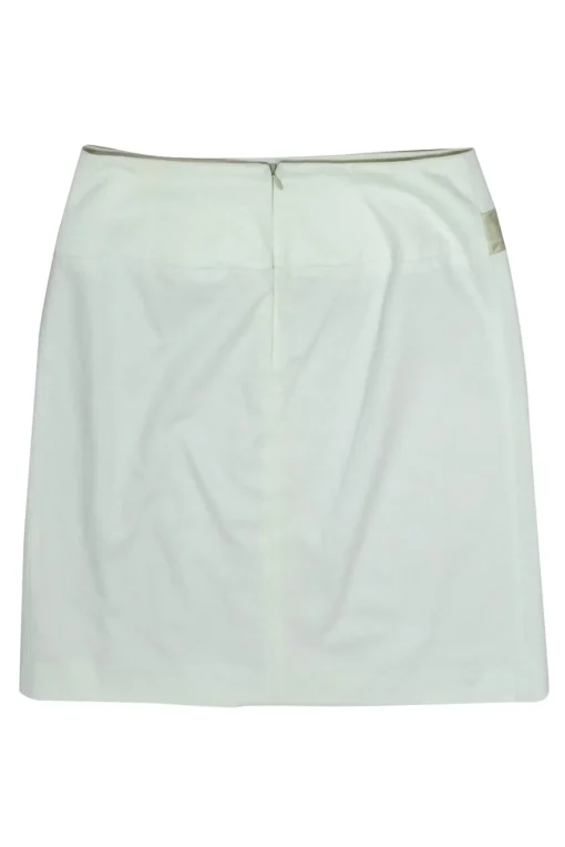 Tara Jarmon - Light Mint Cotton Pleated A-Line Skirt w/ Satin Bow Sz 2