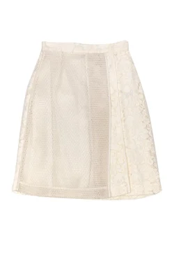 Tara Jarmon - White Lace Skirt w/ Fishnet Accent Sz 2