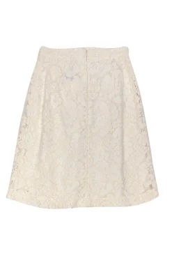 Tara Jarmon - White Lace Skirt w/ Fishnet Accent Sz 2