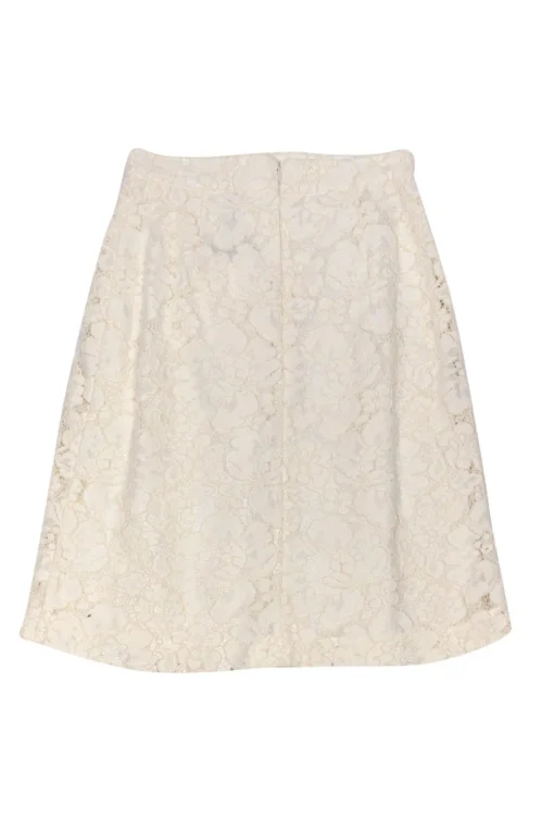 Tara Jarmon - White Lace Skirt w/ Fishnet Accent Sz 2