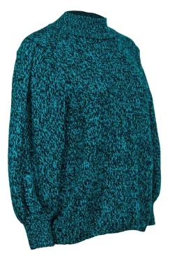 Ted Baker - Aqua Green & Black Marbled Knit Balloon Sleeve Sweater Sz 10