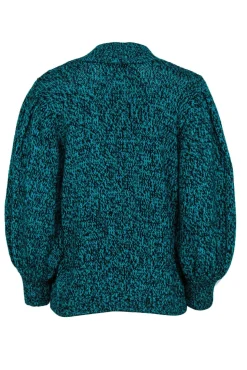 Ted Baker - Aqua Green & Black Marbled Knit Balloon Sleeve Sweater Sz 10