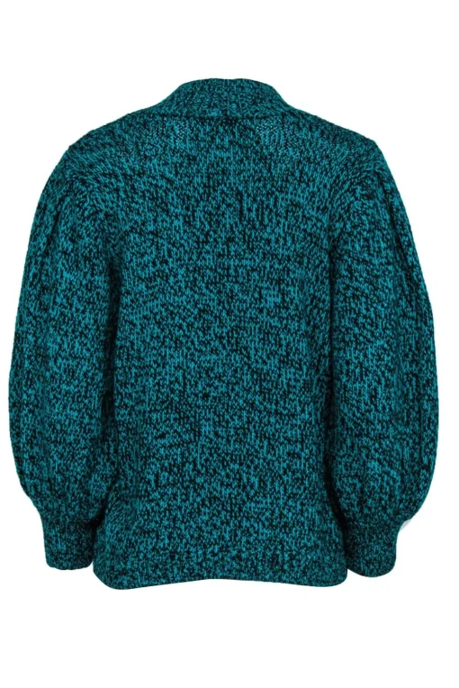 Ted Baker - Aqua Green & Black Marbled Knit Balloon Sleeve Sweater Sz 10
