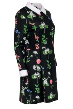 Ted Baker - Black & Multi Color Floral Collared Dress Sz 10