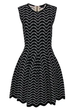 Ted Baker - Black & White Patterned Knit Bodycon Dress Sz 10