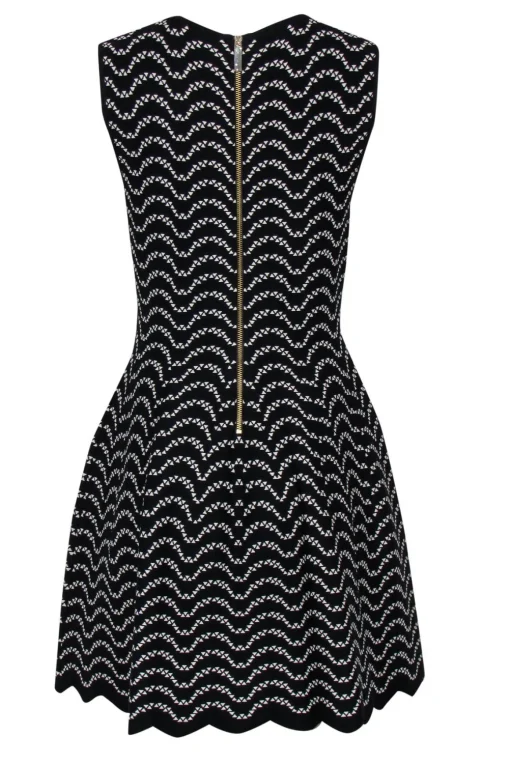 Ted Baker - Black & White Patterned Knit Bodycon Dress Sz 10
