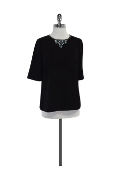 Ted Baker - Black Jeweled Neckline Blouse Sz 6