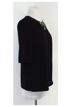 Ted Baker - Black Jeweled Neckline Blouse Sz 6