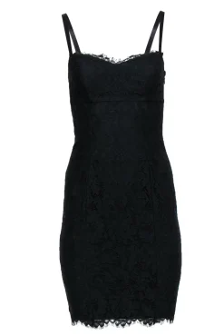 Ted Baker - Black Lace Satin Empire Waist Cocktail Dress Sz 4