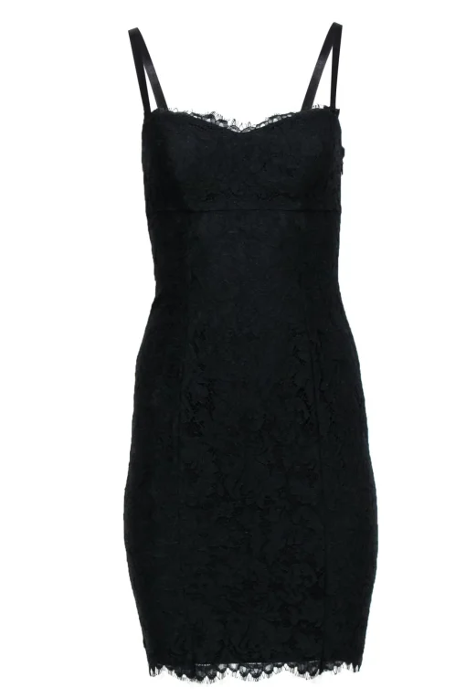 Ted Baker - Black Lace Satin Empire Waist Cocktail Dress Sz 4
