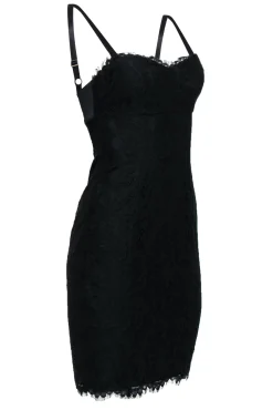 Ted Baker - Black Lace Satin Empire Waist Cocktail Dress Sz 4