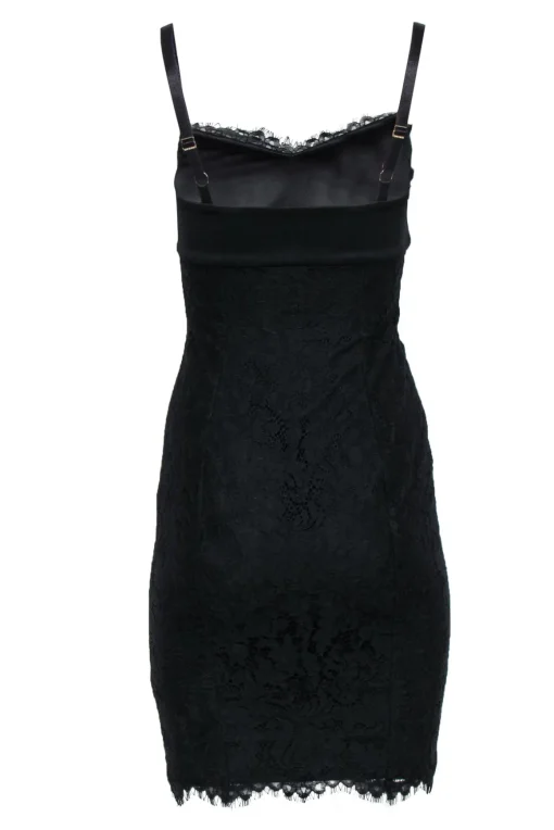 Ted Baker - Black Lace Satin Empire Waist Cocktail Dress Sz 4