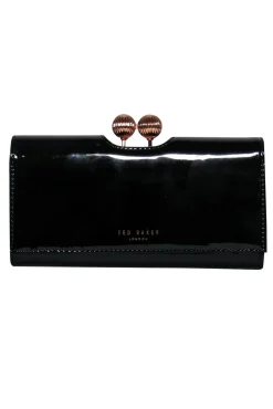 Ted Baker - Black Patent Leather Wallet w/ Rose Gold Hardware