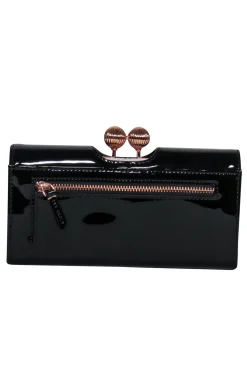 Ted Baker - Black Patent Leather Wallet w/ Rose Gold Hardware