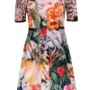 Ted Baker - Black, Peach, & Multi Color Floral Short Sleeve Dress Sz 4