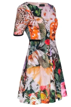 Ted Baker - Black, Peach, & Multi Color Floral Short Sleeve Dress Sz 4