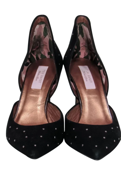 Ted Baker - Black Suede Studded Pointed Toe Pumps Sz 9.5