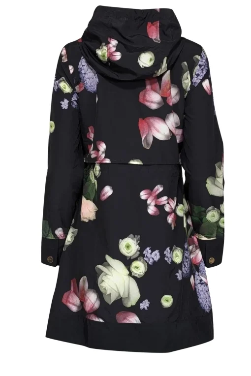 Ted Baker - Black w/ Multicolor Floral Print Parka Jacket Sz 4