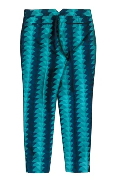 Ted Baker - Blue Art Deco Patterned Tapered Leg Pants Sz 4