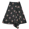 Ted Baker - Dark Green Floral Print Satin Asymmetrical Skirt Sz 6