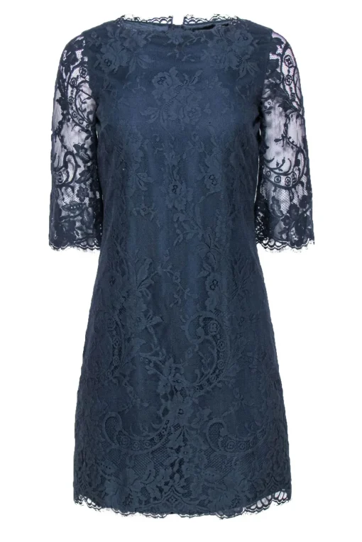 Ted Baker - Dusty Blue Lace Shift Dress Sz 4