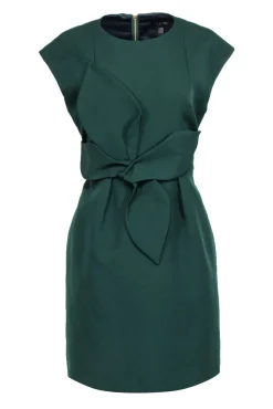 Ted Baker - Emerald Green Cap Sleeve Dress w/ Oversize Bow Sz 10