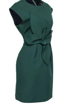 Ted Baker - Emerald Green Cap Sleeve Dress w/ Oversize Bow Sz 10