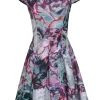 Ted Baker - Green & Purple Floral Print Fit & Flare Dress Sz 8