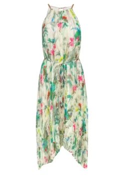 Ted Baker - Ivory w/ Multi Color Floral Print Pleated Dress Sz 6