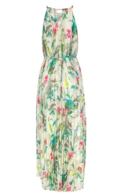 Ted Baker - Ivory w/ Multi Color Floral Print Pleated Dress Sz 6