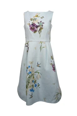 Ted Baker - Light Blue Floral Print Sleeveless Dress Sz 4
