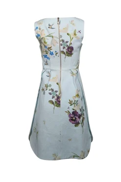 Ted Baker - Light Blue Floral Print Sleeveless Dress Sz 4