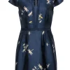 Ted Baker - Navy & Gold Dragonfly Jacquard Dress Sz 8